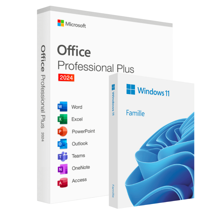 Pack Microsoft Office 2024 Professionnel Plus + Windows 11 Famille – Licences numériques officielles – Téléchargement et activation instantanée - Clickchic